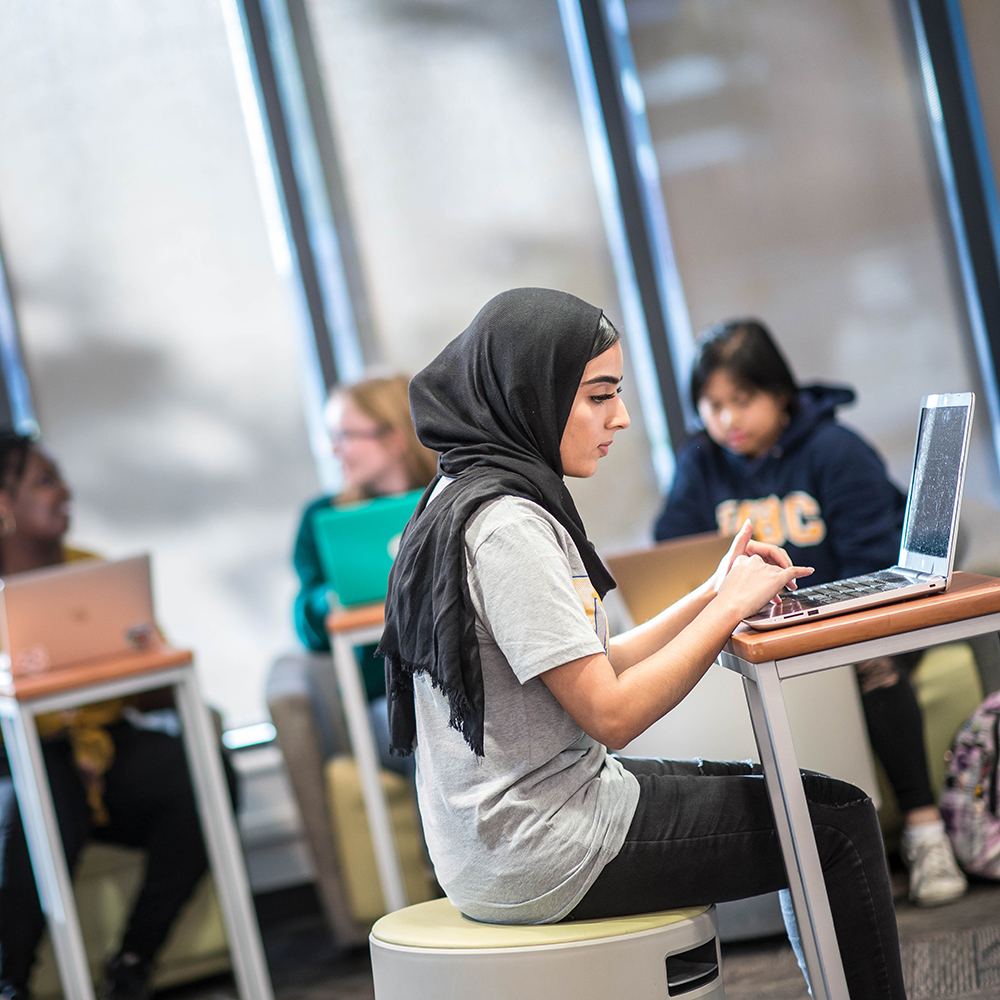 Student working on laptop