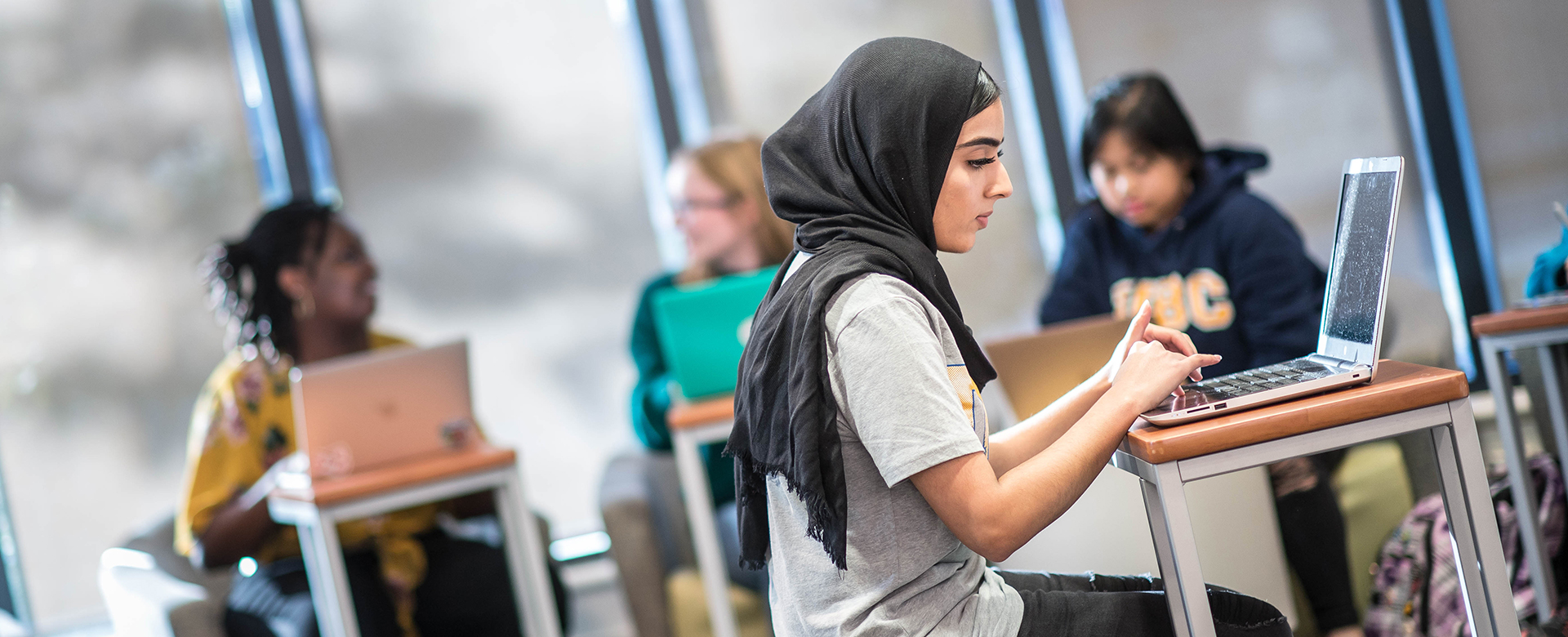 Student working on laptop